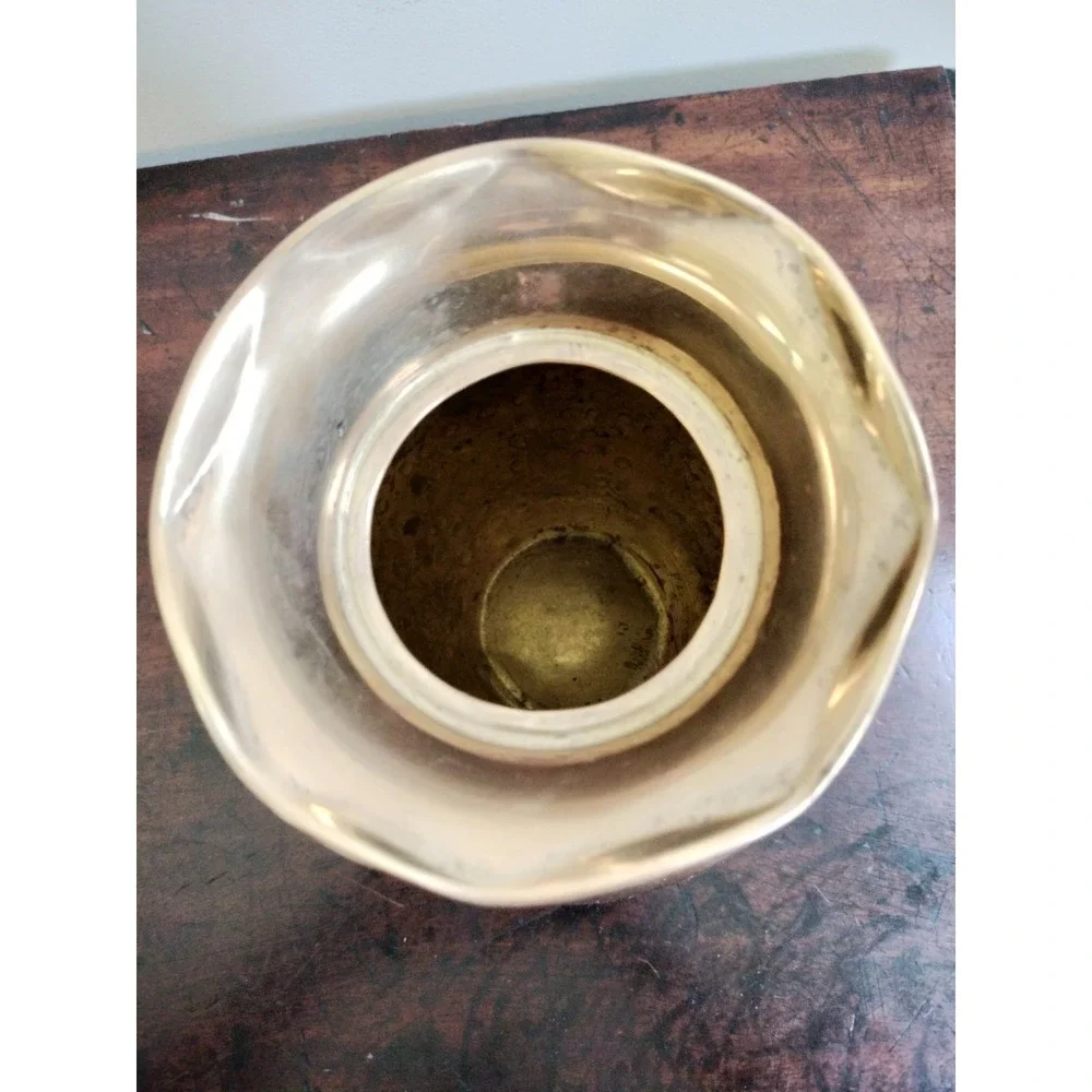 Vintage Hammered Brass Vase with Rope & Tassel Detail  Bohemian  MCM Decor
